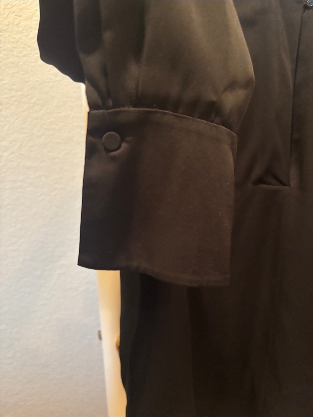 Vince Black Crepe Draped Split V-Neck Long Sleeve Blouse Top Size 8 NWOT - Picture 4 of 7